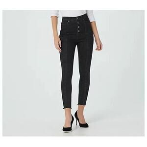 DU JOUR NEW $90 High Rise Jeggings w/ Button Fly in Black Size 4